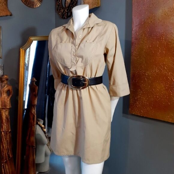 Vintage Khaki Mini Dress  - Picture 1 of 13
